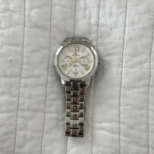 Women’s silver bulova watch.